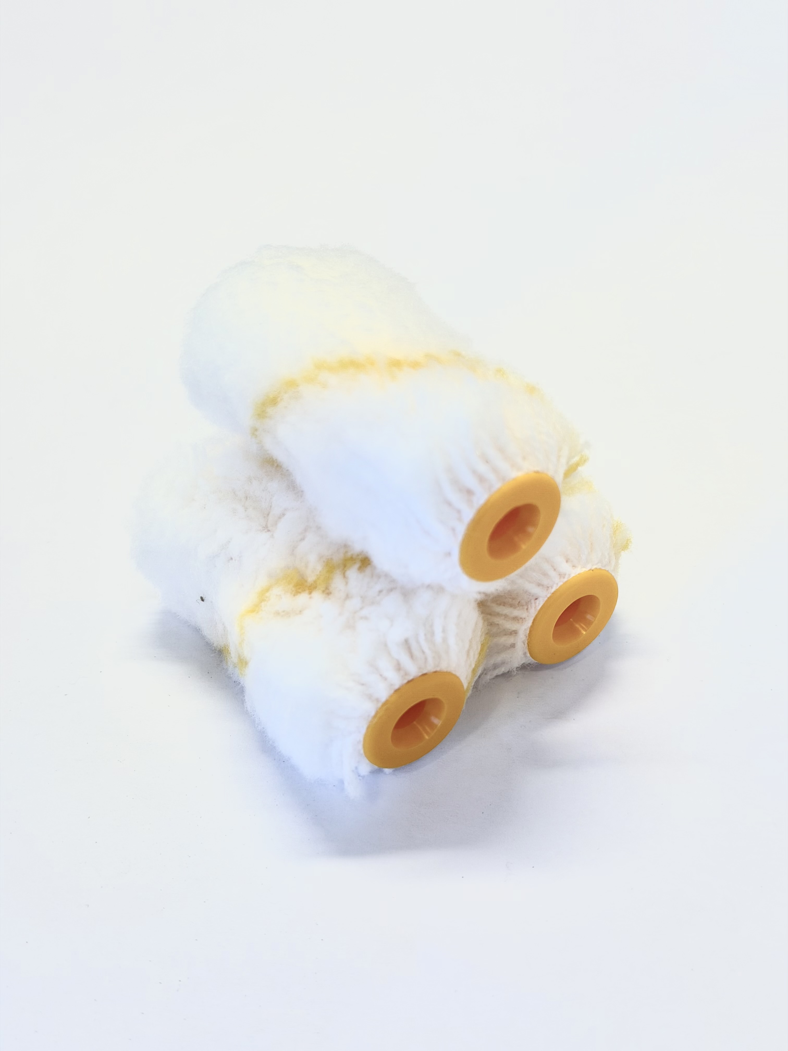Perlonvalse 6 cm gul stribe